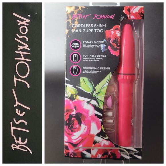 Betsey Johnson Cordless 5 In 1 Portable Manicure Tool Buffing Emery‎ Shaping NIB - Picture 1 of 8